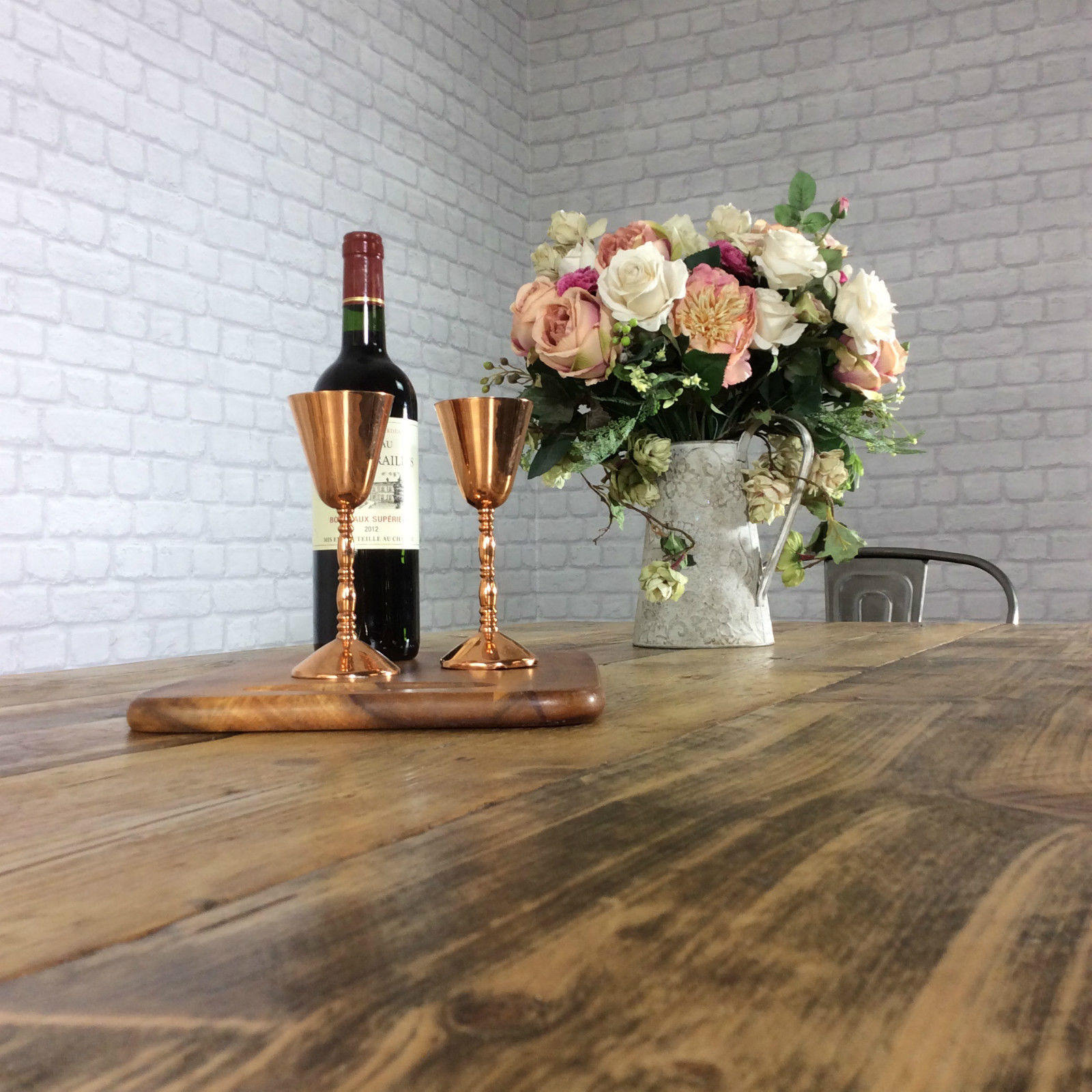 Rustic Dining table Industrial 6 8 Seater Solid Reclaimed Wood Metal Bar Cafe Restaurant Furniture Steel Handmade in Britain ALL SIZES.