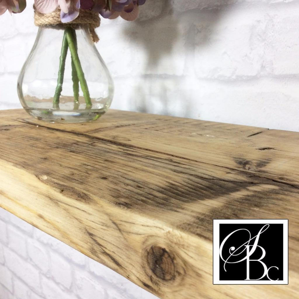 Wooden Floating Shelf Wood Reclaimed Rustic Pine Chunky Industrial Oak Solid wall Shelves brackets Shelving Wall Wooden Display Handmade.