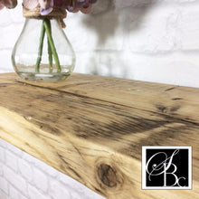 Load image into Gallery viewer, Wooden Floating Shelf Wood Reclaimed Rustic Pine Chunky Industrial Oak Solid wall Shelves brackets Shelving Wall Wooden Display Handmade.
