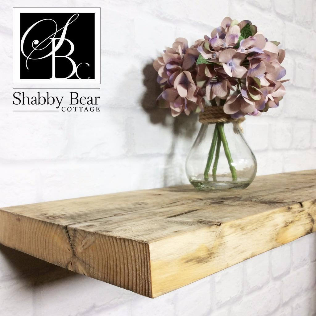 Wooden Floating Shelf Wood Reclaimed Rustic Pine Chunky Industrial Oak Solid wall Shelves brackets Shelving Wall Wooden Display Handmade.