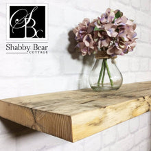 Load image into Gallery viewer, Wooden Floating Shelf Wood Reclaimed Rustic Pine Chunky Industrial Oak Solid wall Shelves brackets Shelving Wall Wooden Display Handmade.
