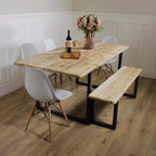 Industrial Dining Table Rustic solid Kitchen Reclaimed Chelsea - Handmade In Britain British Steel Farmhouse Wooden Metal Contemporary.