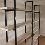 Industrial Scandi Wood Bookcase Bookshelf Shelves Unit Vintage Metal Solid Storage Shelving Shelf Display Rustic Retro Nordic Scandi.