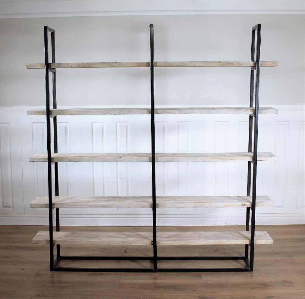 Industrial Scandi Wood Bookcase Bookshelf Shelves Unit Vintage Metal Solid Storage Shelving Shelf Display Rustic Retro Nordic Scandi.