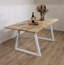 Load image into Gallery viewer, Industrial Dining Table ANY COLOUR base Rustic solid Kitchen Steel Reclaimed Modern Any RAL colour powder coat Handmade in Britain.
