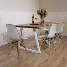 Load image into Gallery viewer, Industrial Dining Table ANY COLOUR base Rustic solid Kitchen Steel Reclaimed Modern Any RAL colour powder coat Handmade in Britain.
