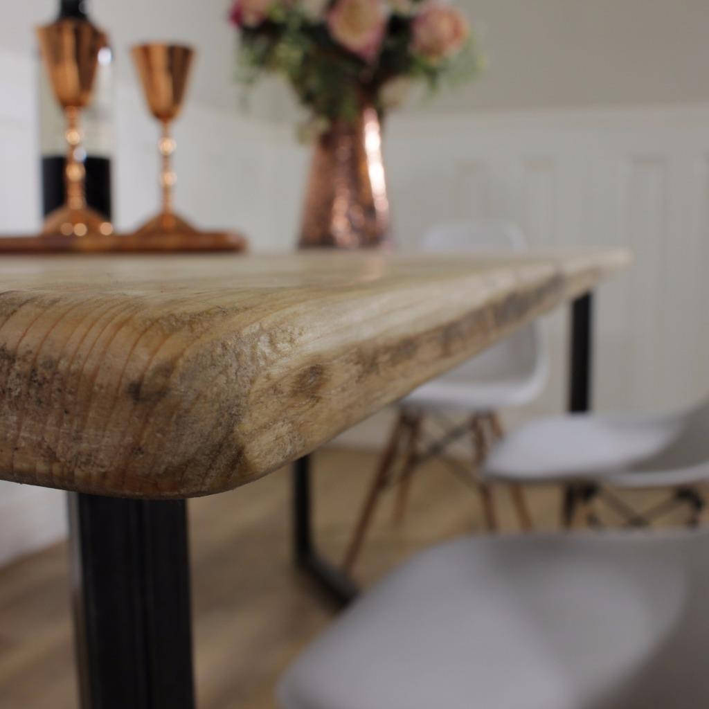 Industrial Dining Table Rustic solid Kitchen farmhouse Steel Reclaimed Lewis.