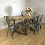 Rustic Dining table Industrial 6 8 Seater Solid Reclaimed Wood Metal Bar Cafe Restaurant Furniture Steel Handmade in Britain ALL SIZES.