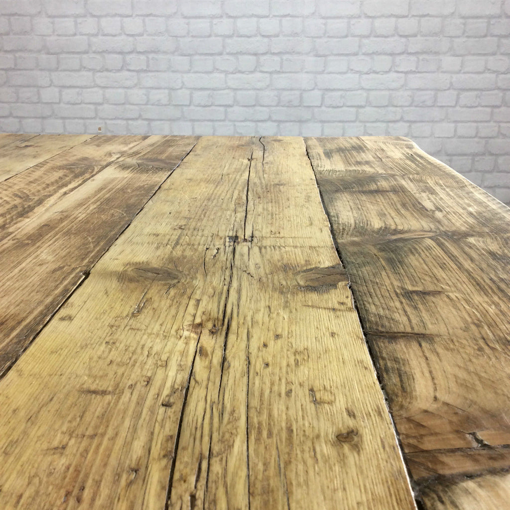 Rustic Dining table Industrial 6 8 Seater Solid Reclaimed Wood Metal Bar Cafe Restaurant Furniture Steel Handmade in Britain ALL SIZES.