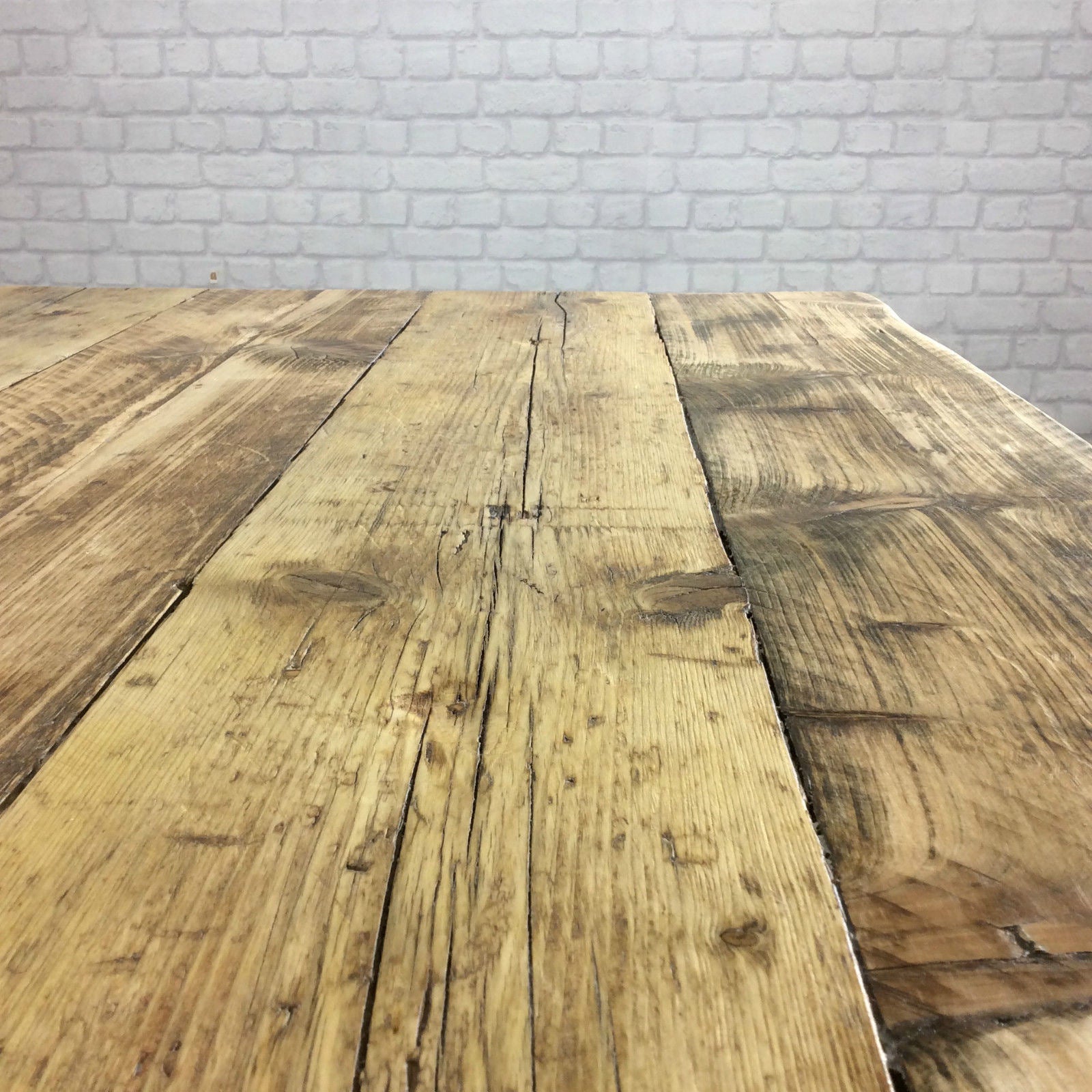Rustic Dining table Industrial 6 8 Seater Solid Reclaimed Wood Metal Bar Cafe Restaurant Furniture Steel Handmade in Britain ALL SIZES.