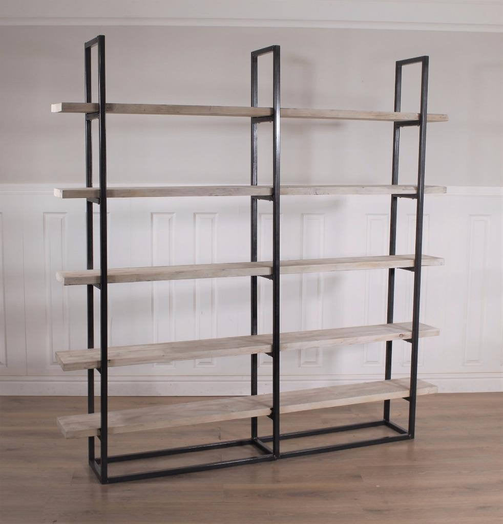 Industrial Scandi Wood Bookcase Bookshelf Shelves Unit Vintage Metal Solid Storage Shelving Shelf Display Rustic Retro Nordic Scandi.