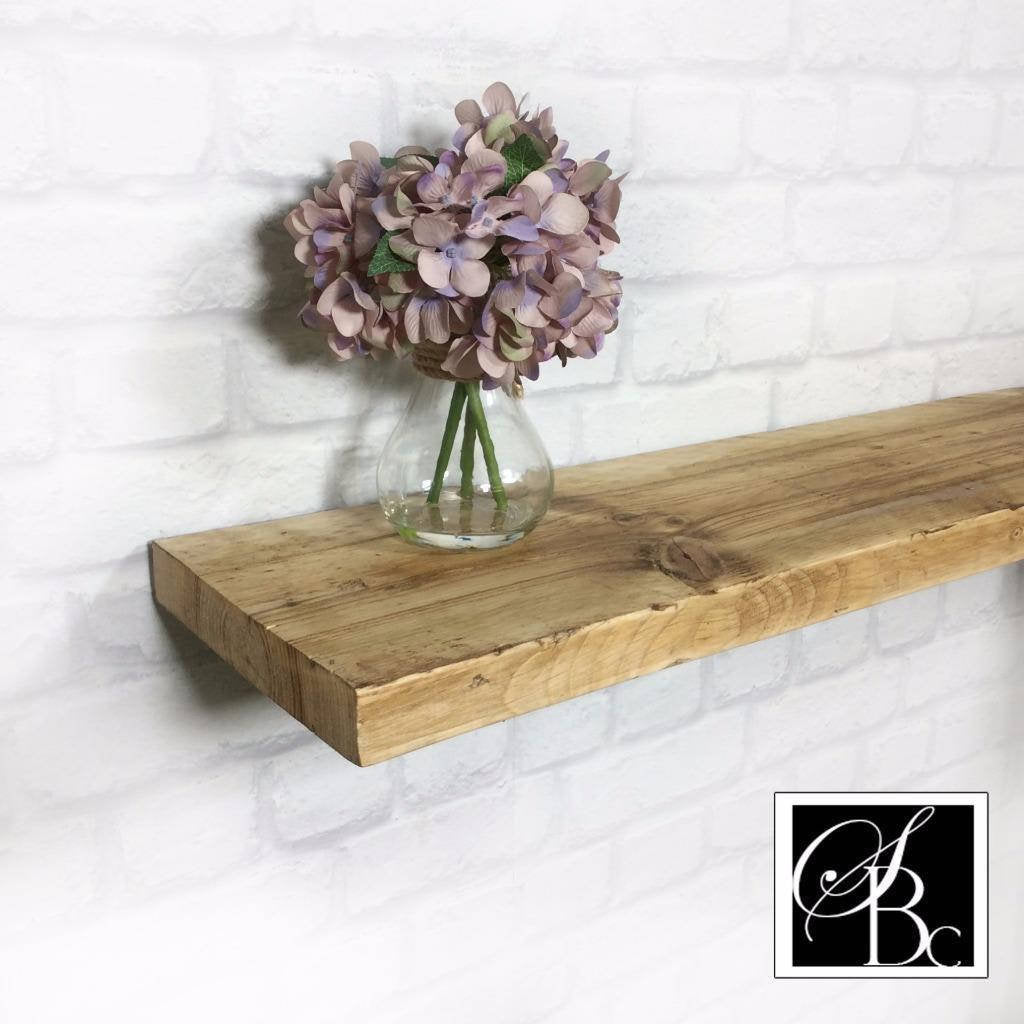 Wooden Floating Shelf Wood Reclaimed Rustic Pine Chunky Industrial Oak Solid wall Shelves brackets Shelving Wall Wooden Display Handmade.