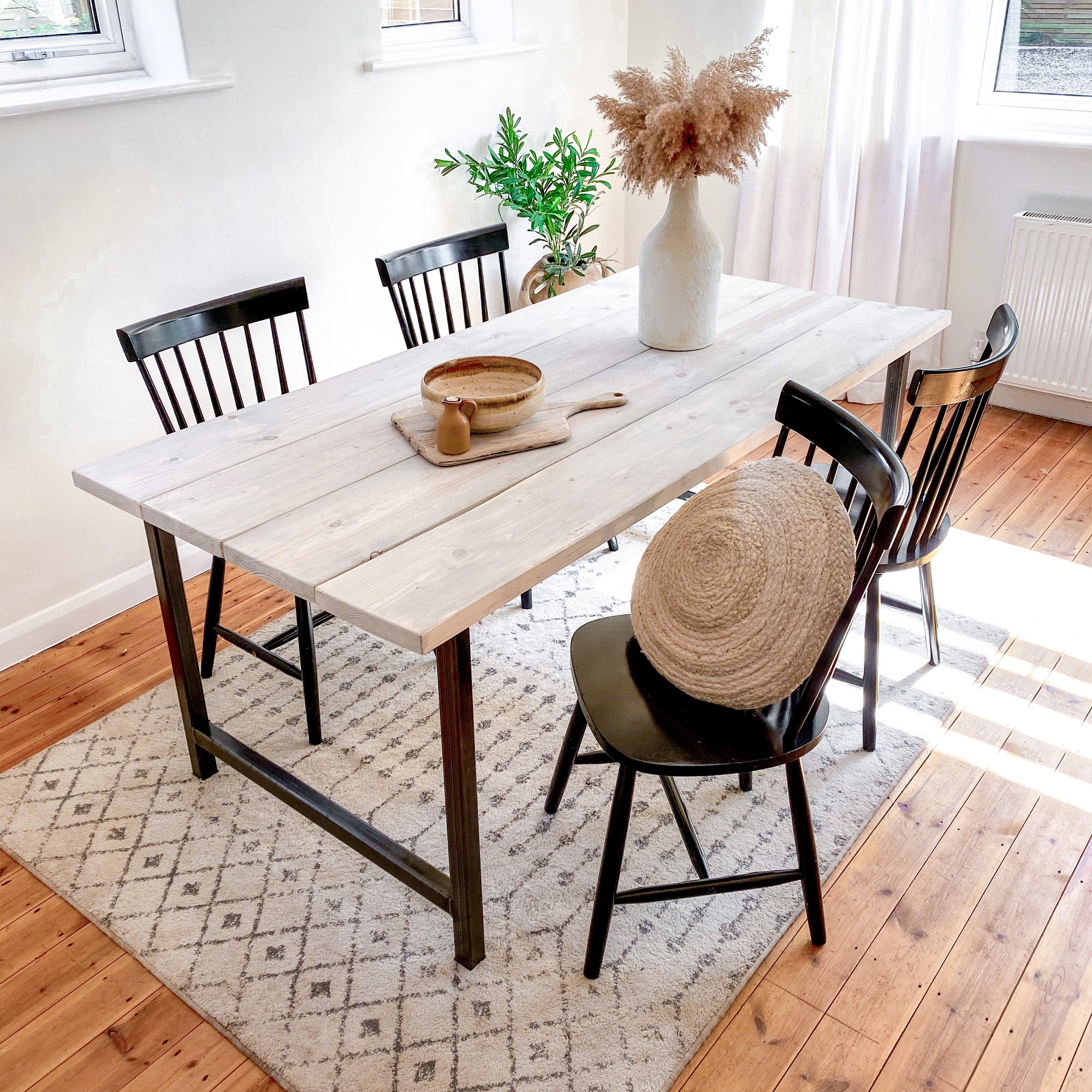 Grey Trestle Dining Table Wooden Kitchen Set Solid Wood Bench Chairs 4 Seat 8 Seater