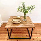 Rustic Wood Coffee Table Square Slab Reclaimed Country Antique Vintage