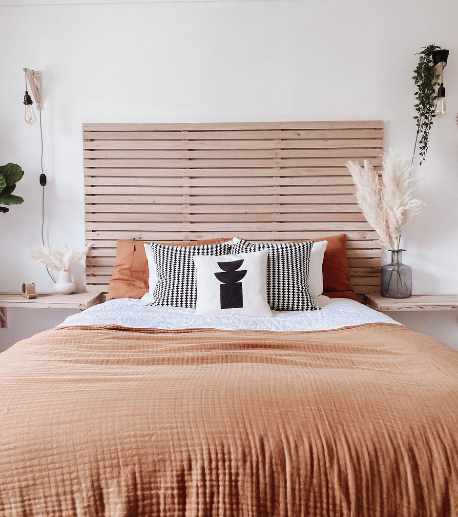 Slatted Wooden Headboard Solid Oak Japandi Head Board Modern farmhouse minimalist Scandinavian wood bedroom bed king superking single double scandi.