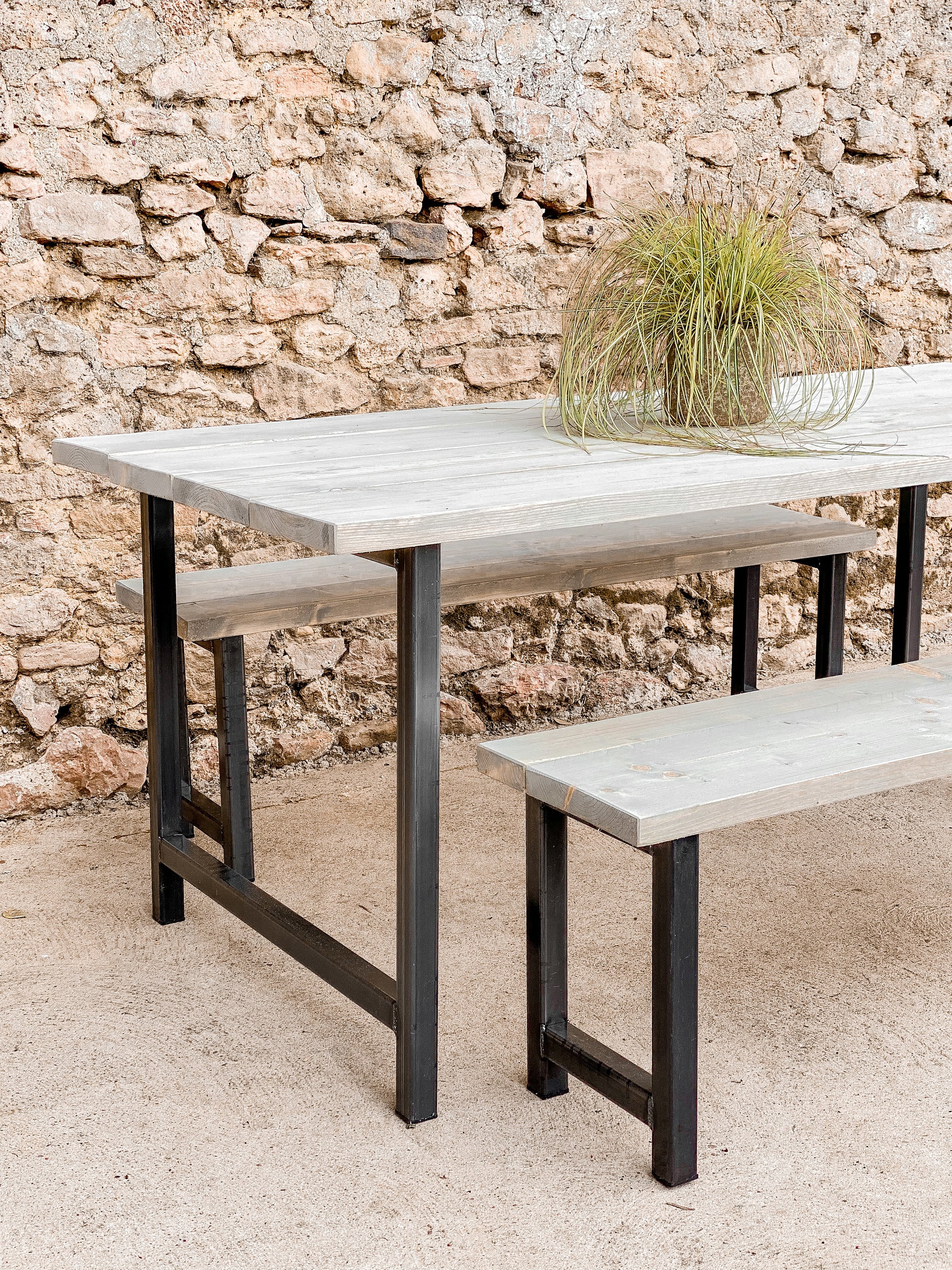 Outdoor Garden Table Wooden Set Dining Grey Solid Wood Bench Piece Patio Furniture 6 8 seater 10 12 Oak Bistro Acacia Teak.