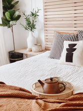 Load image into Gallery viewer, Slatted Wooden Headboard Solid Oak Japandi Head Board Modern farmhouse minimalist Scandinavian wood bedroom bed king superking single double scandi.
