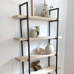 The White Bookcase Book Shelf Ladder White Shelves Wall Open Shelving Small Corner Unit Solid Wood Oak Narrow Tall Shelfie Wooden Industrial Neutral
