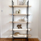 The White Bookcase Book Shelf Ladder White Shelves Wall Open Shelving Small Corner Unit Solid Wood Oak Narrow Tall Shelfie Wooden Industrial Neutral
