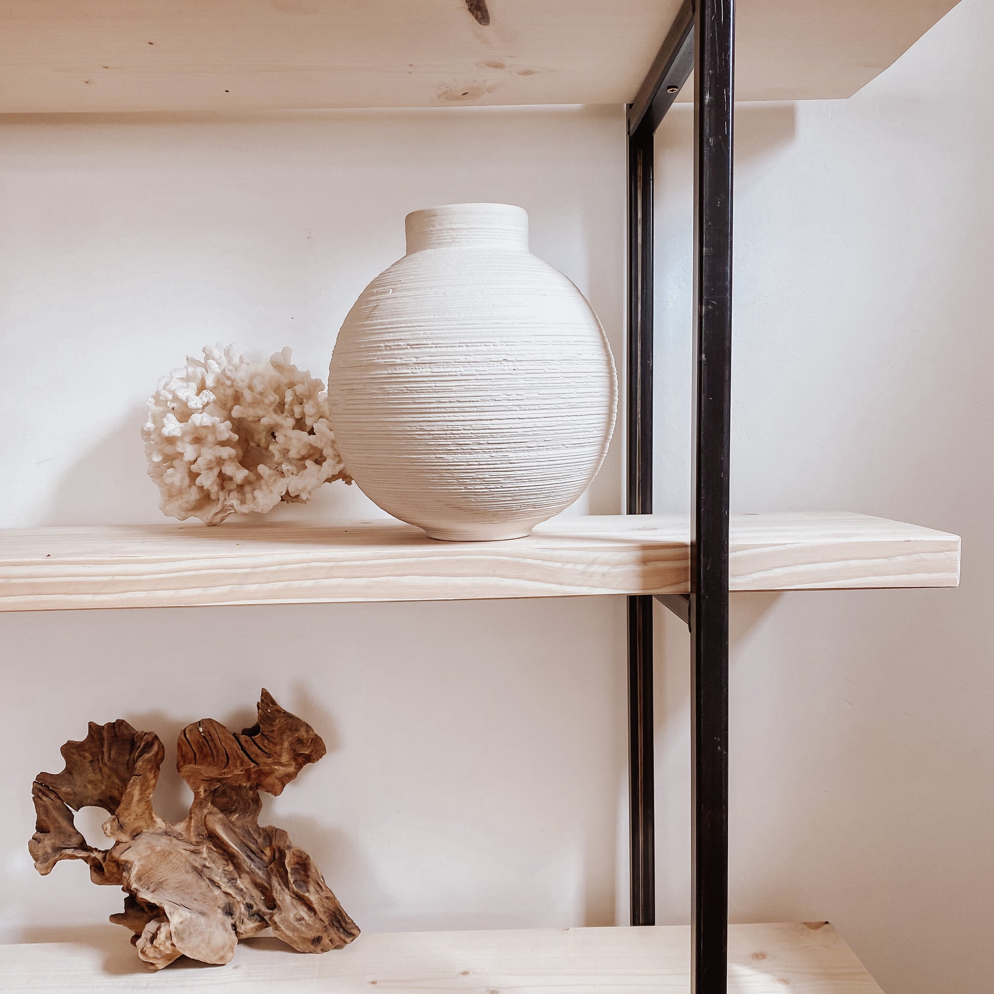 The White Bookcase Book Shelf Ladder White Shelves Wall Open Shelving Small Corner Unit Solid Wood Oak Narrow Tall Shelfie Wooden Industrial Neutral