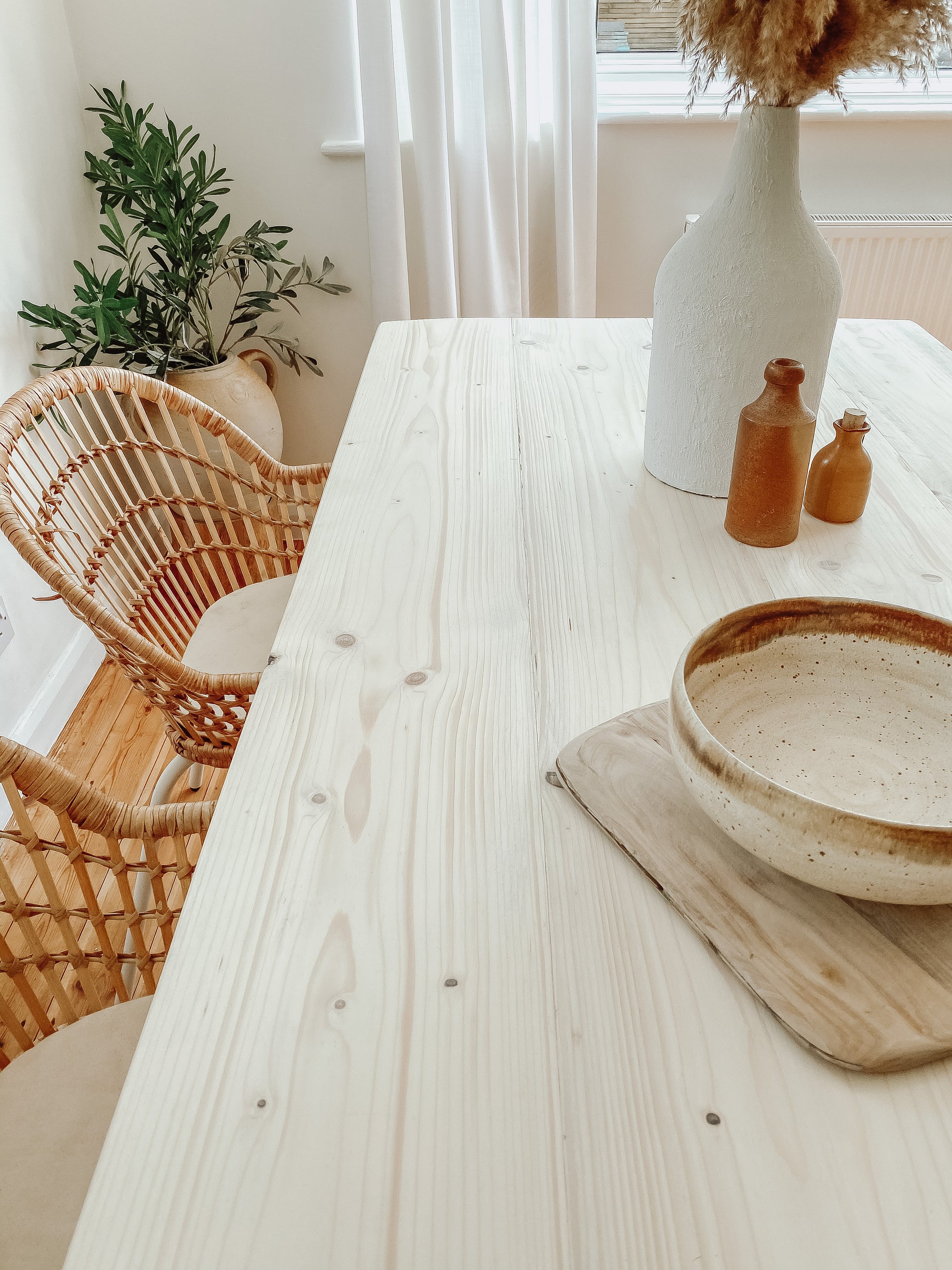 White Dining Table Reclaimed Wood Isla - Handmade in Britain Kitchen Set Farmhouse Vintage Industrial Scandi Nordic Beech Pine Oak.