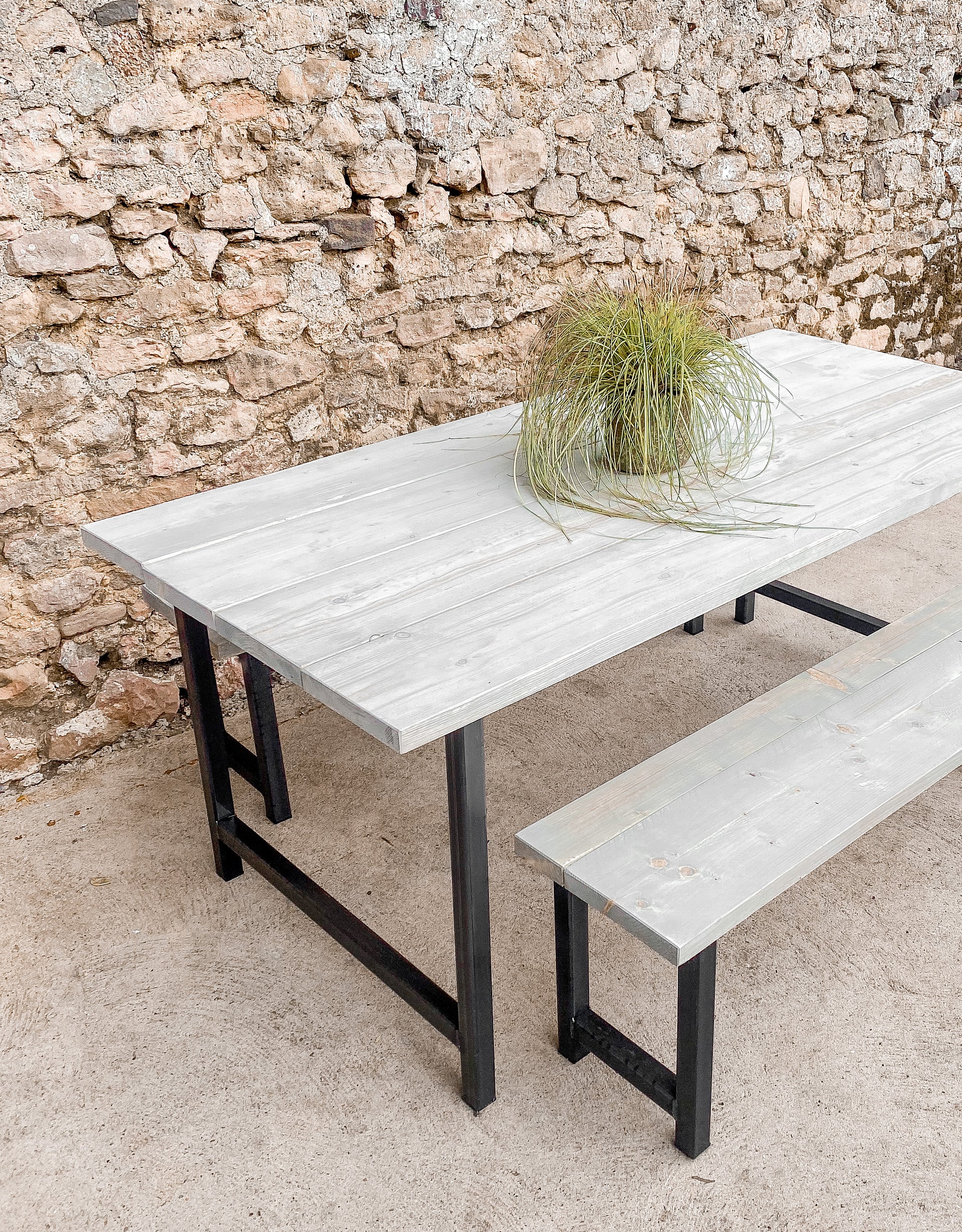 Outdoor Garden Table Wooden Set Dining Grey Solid Wood Bench Piece Patio Furniture 6 8 seater 10 12 Oak Bistro Acacia Teak.