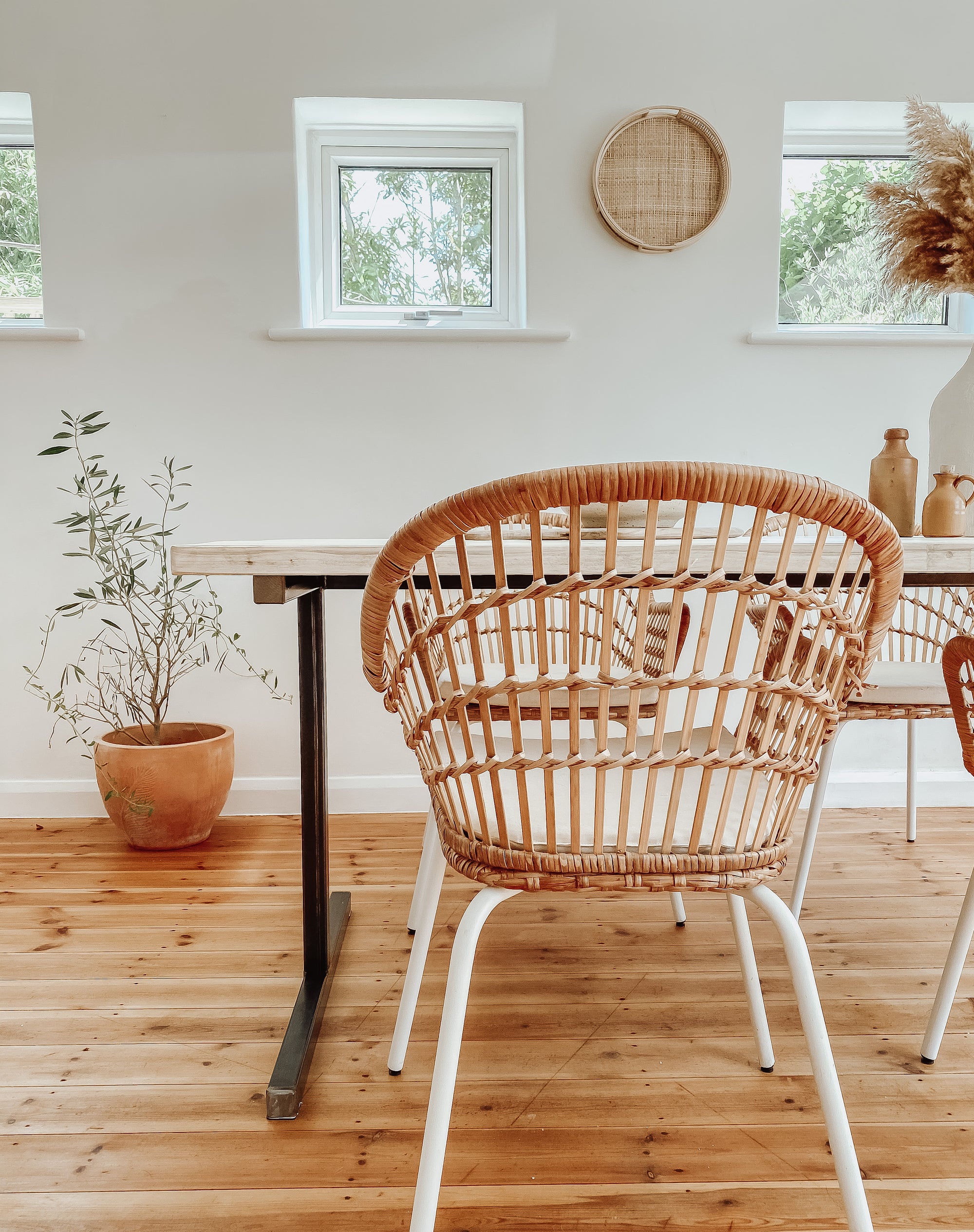 White Dining Table Reclaimed Wood Isla - Handmade in Britain Kitchen Set Farmhouse Vintage Industrial Scandi Nordic Beech Pine Oak.