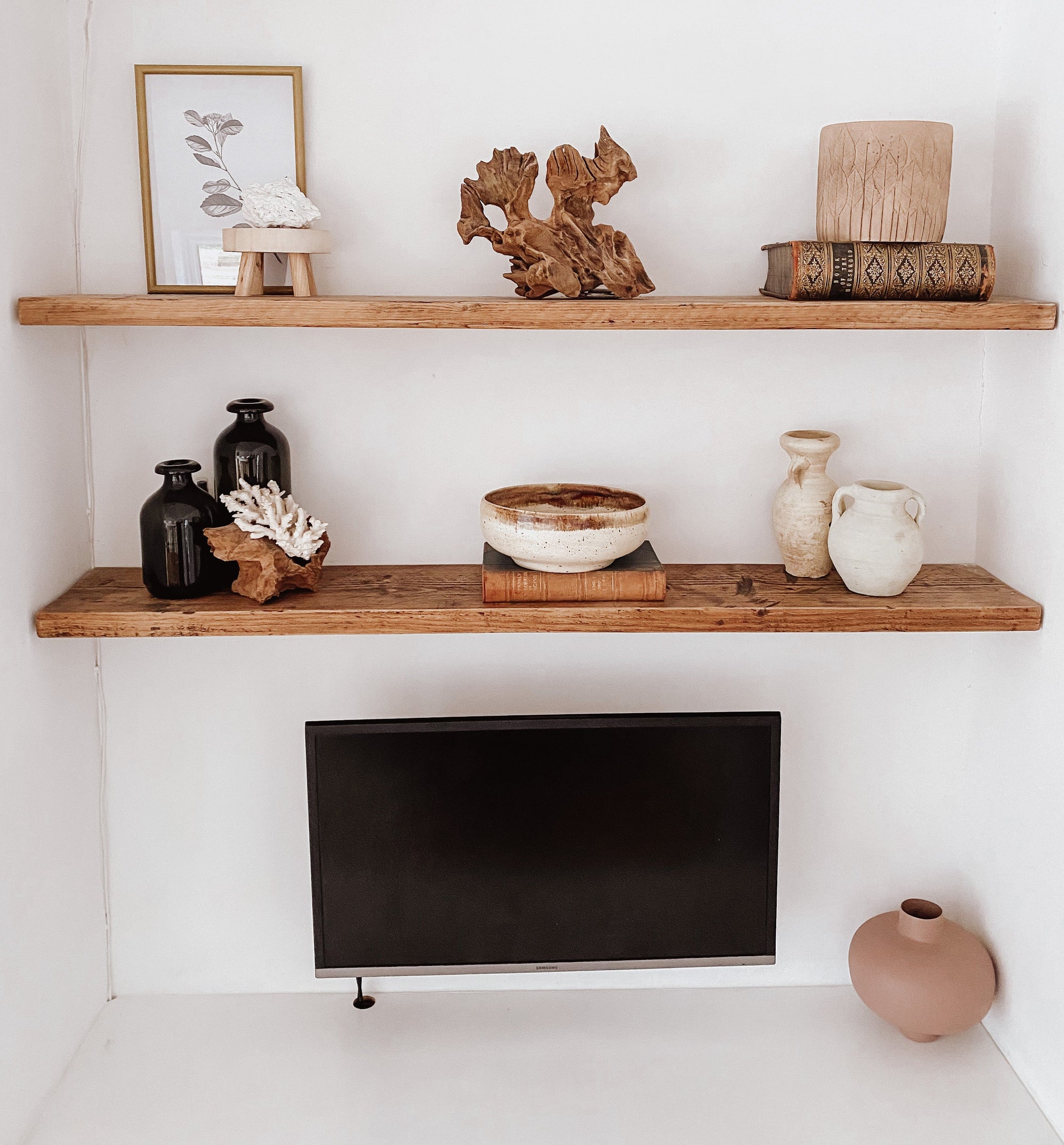 Wooden Floating Shelf Wood Reclaimed Rustic Pine Chunky Industrial Oak Solid wall Shelves brackets Shelving Wall Wooden Display Handmade.