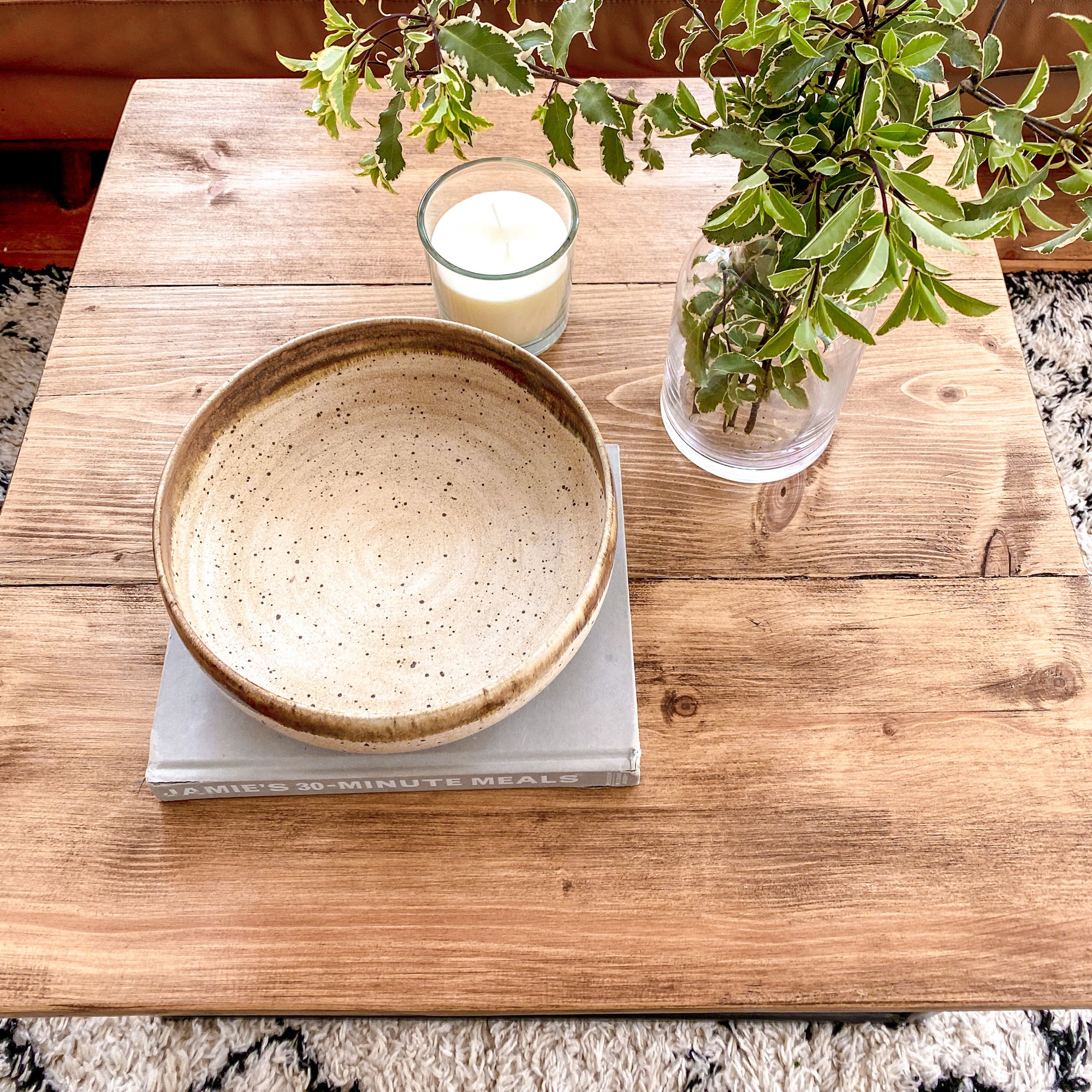 Rustic Wood Coffee Table Square Slab Reclaimed Country Antique Vintage