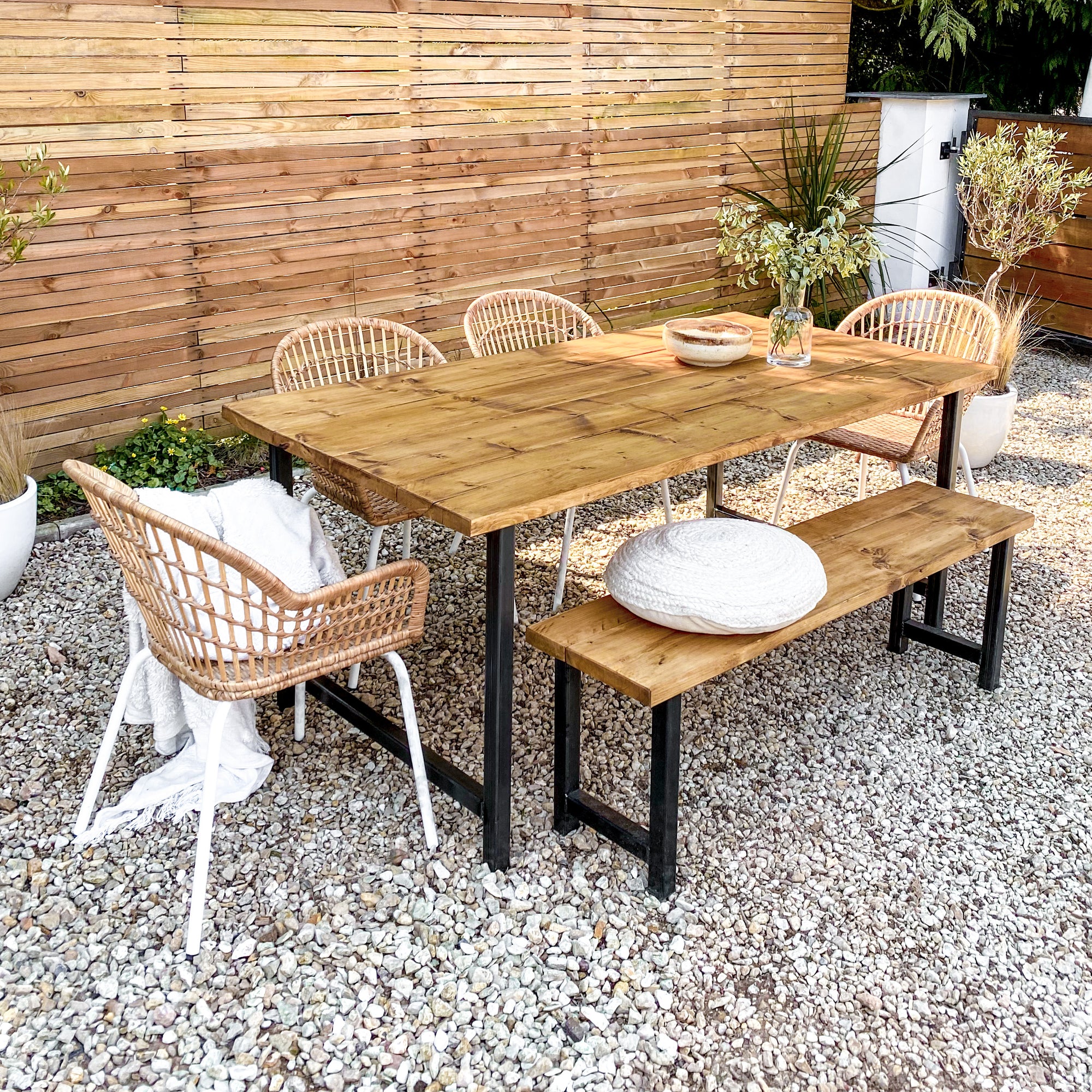 Garden table outdoor dining set picnic bench Patio Furniture Wooden Small Bistro Oak 6 seater and chairs Acacia 