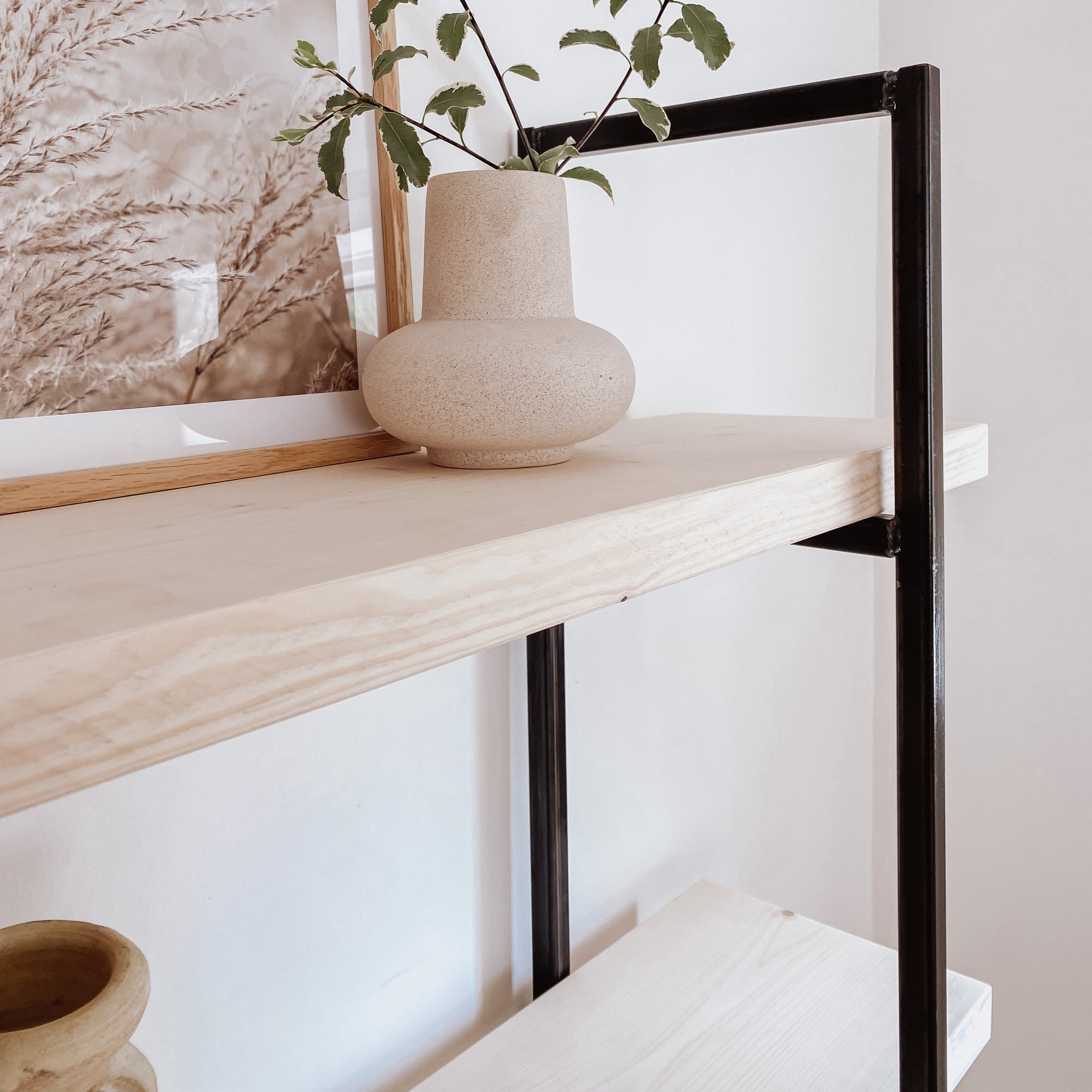 The White Bookcase Book Shelf Ladder White Shelves Wall Open Shelving Small Corner Unit Solid Wood Oak Narrow Tall Shelfie Wooden Industrial Neutral