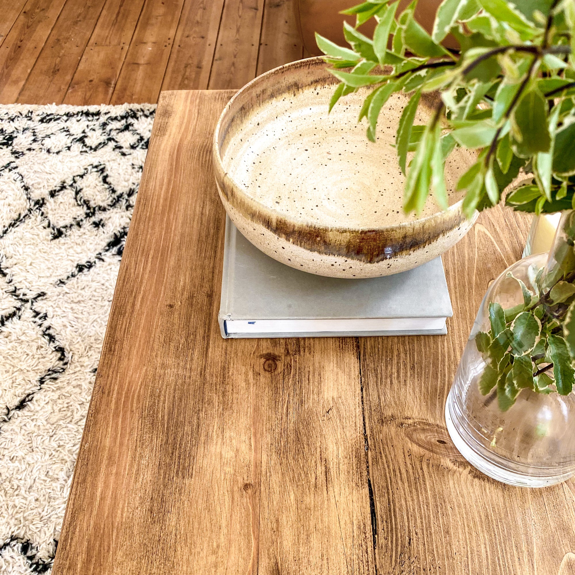 Rustic Wood Coffee Table Square Slab Reclaimed Country Antique Vintage