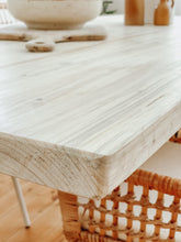 Load image into Gallery viewer, White Dining Table Reclaimed Wood Isla - Handmade in Britain Kitchen Set Farmhouse Vintage Industrial Scandi Nordic Beech Pine Oak.
