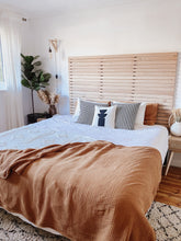 Load image into Gallery viewer, Slatted Wooden Headboard Solid Oak Japandi Head Board Modern farmhouse minimalist Scandinavian wood bedroom bed king superking single double scandi.
