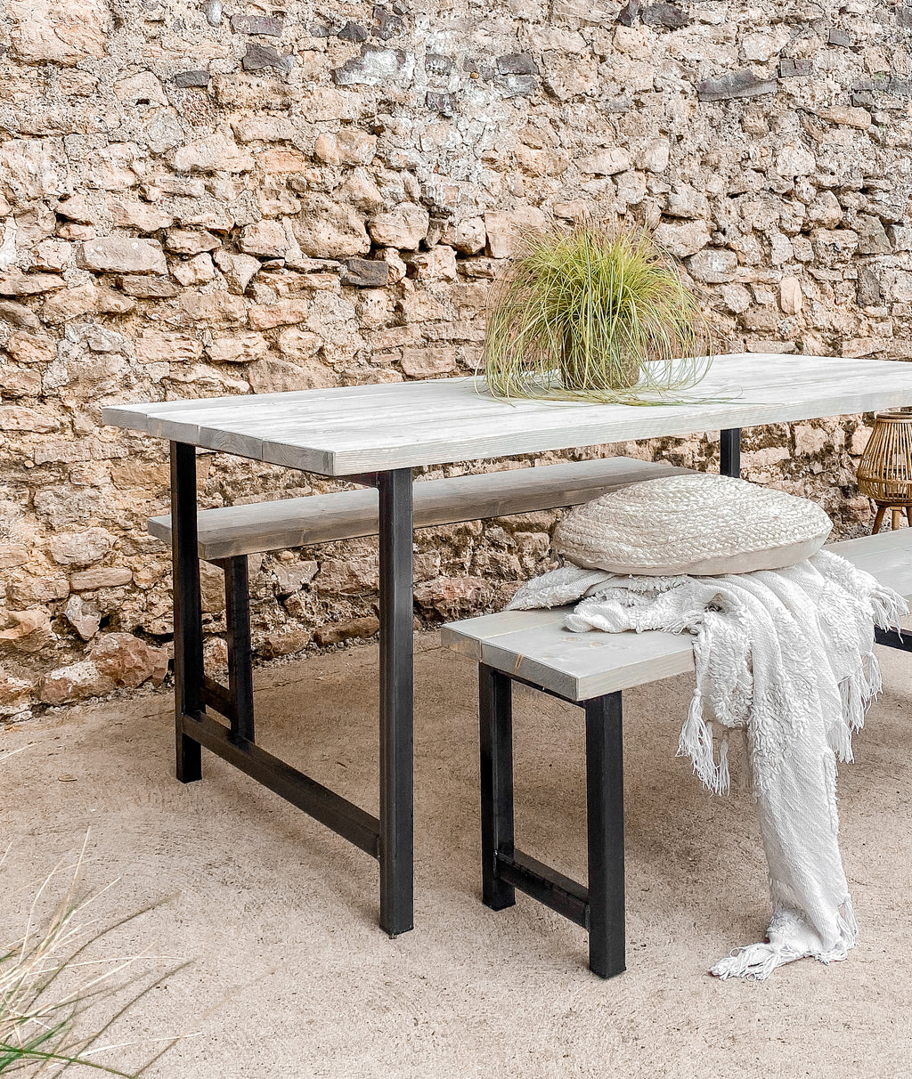 Outdoor Garden Table Wooden Set Dining Grey Solid Wood Bench Piece Patio Furniture 6 8 seater 10 12 Oak Bistro Acacia Teak.