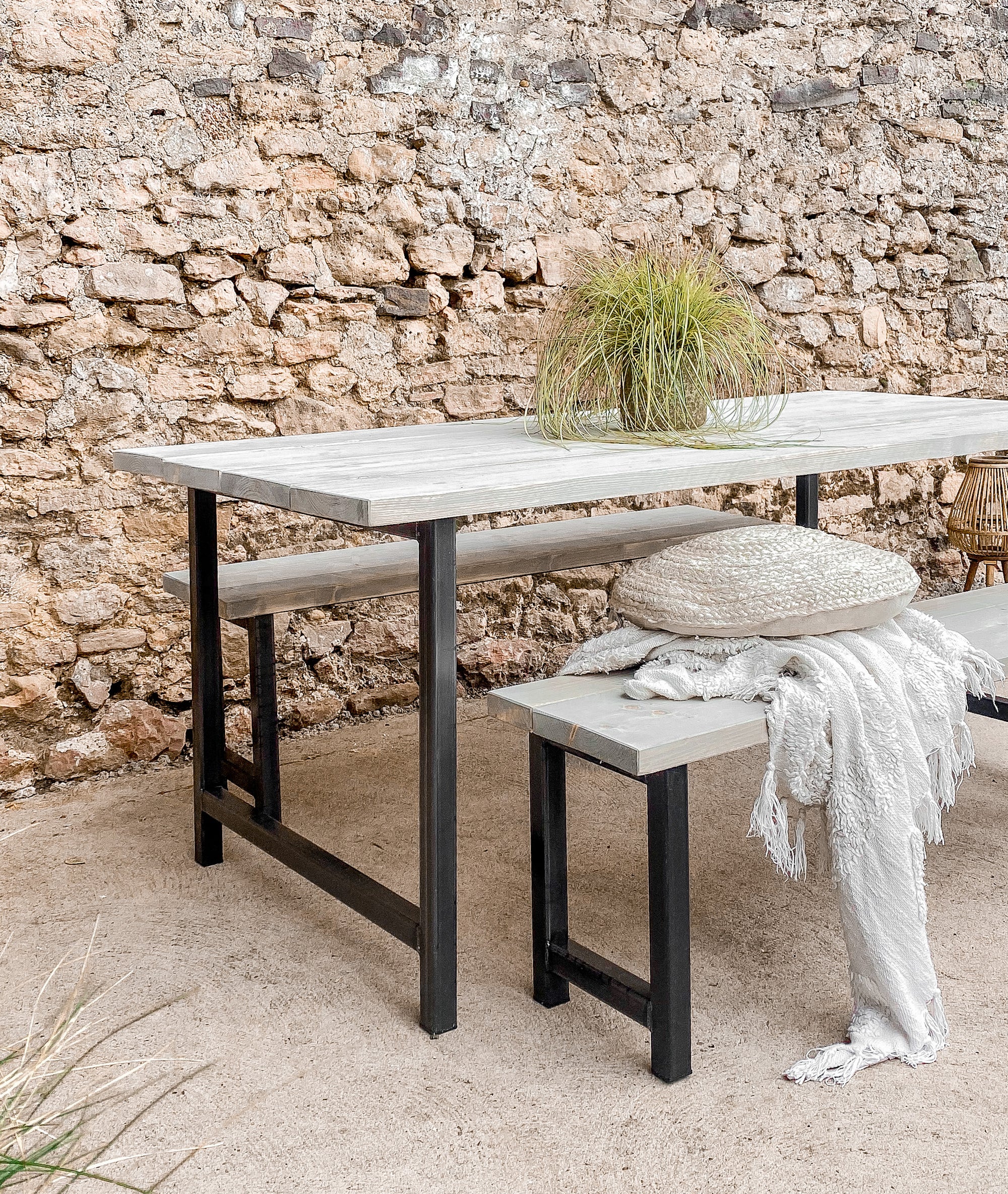 Outdoor Garden Table Wooden Set Dining Grey Solid Wood Bench Piece Patio Furniture 6 8 seater 10 12 Oak Bistro Acacia Teak.