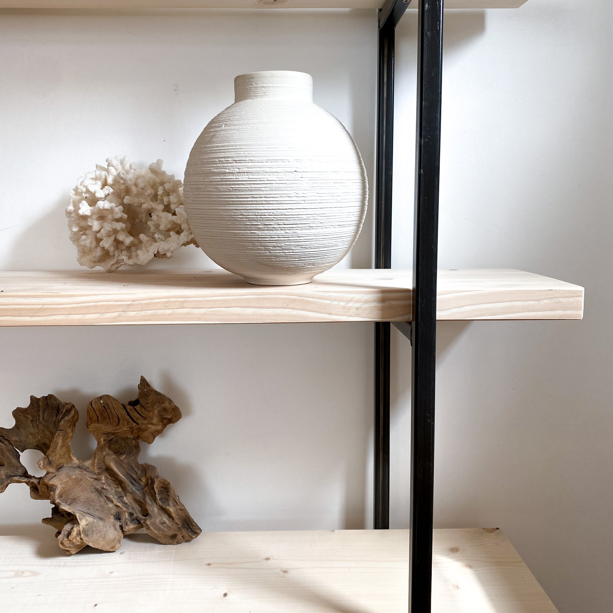 The White Bookcase Book Shelf Ladder White Shelves Wall Open Shelving Small Corner Unit Solid Wood Oak Narrow Tall Shelfie Wooden Industrial Neutral
