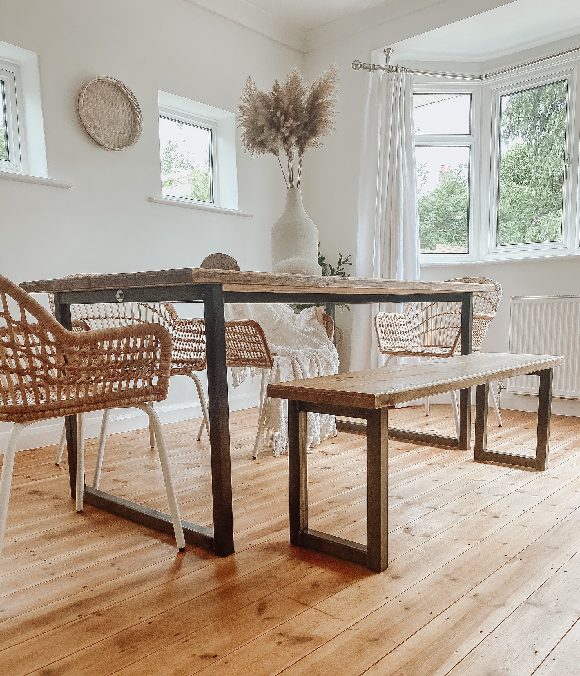 Industrial Dining Table Rustic Solid Wood Reclaimed Kitchen