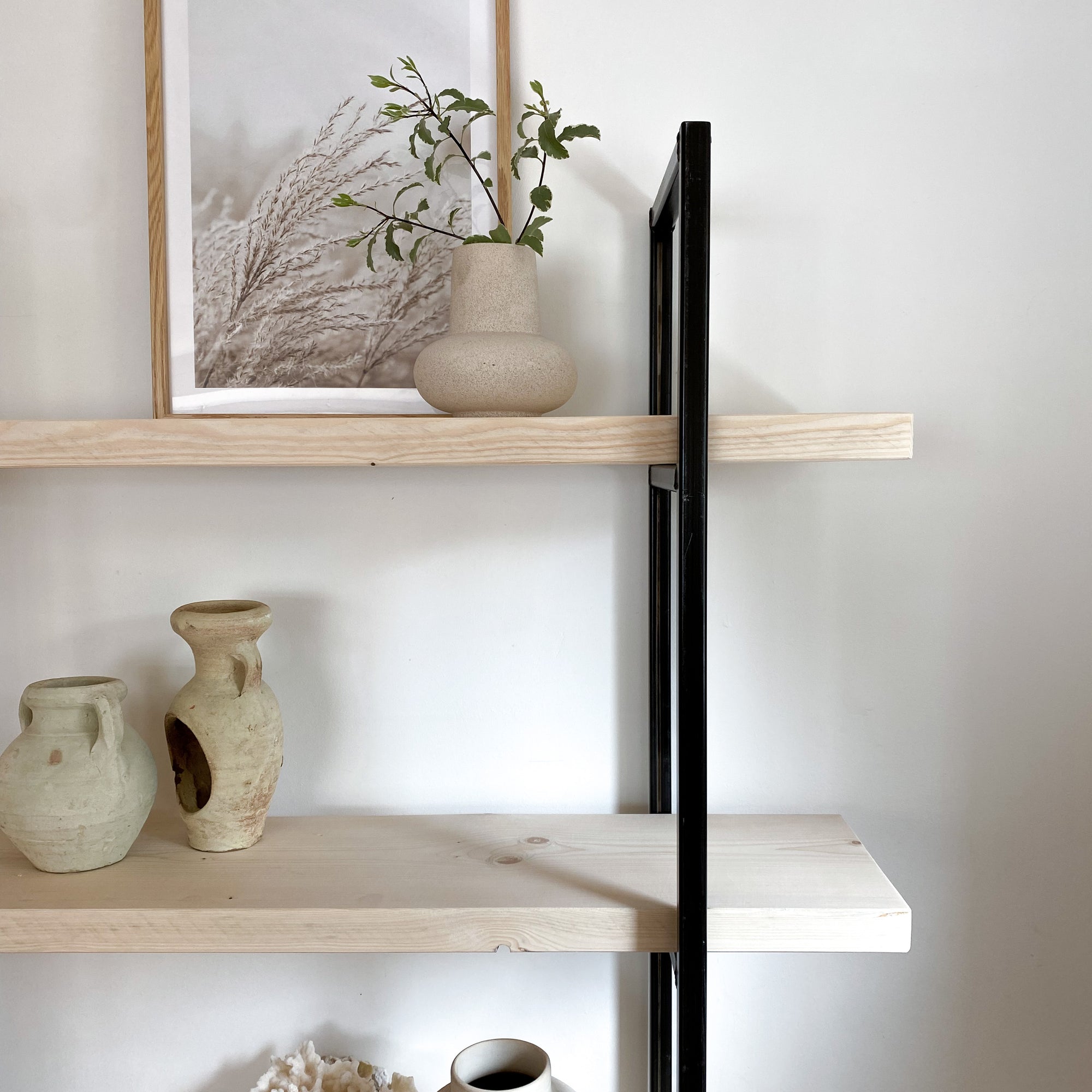 The White Bookcase Book Shelf Ladder White Shelves Wall Open Shelving Small Corner Unit Solid Wood Oak Narrow Tall Shelfie Wooden Industrial Neutral