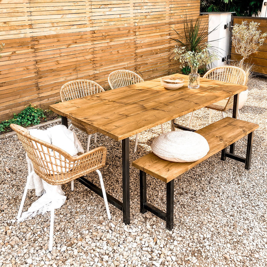 Garden table outdoor dining set picnic bench Patio Furniture Wooden Small Bistro Oak 6 seater and chairs Acacia 