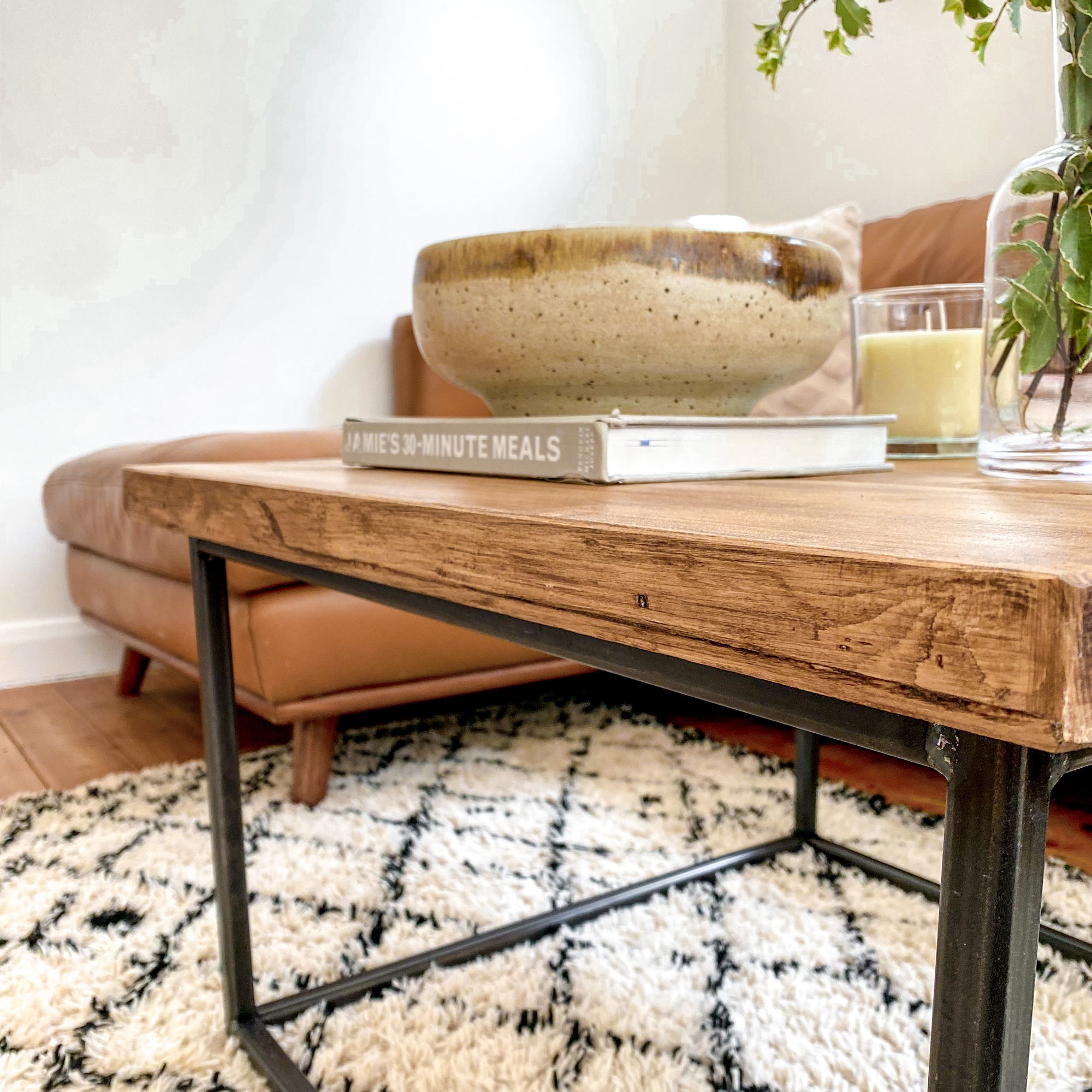 Rustic Wood Coffee Table Square Slab Reclaimed Country Antique Vintage