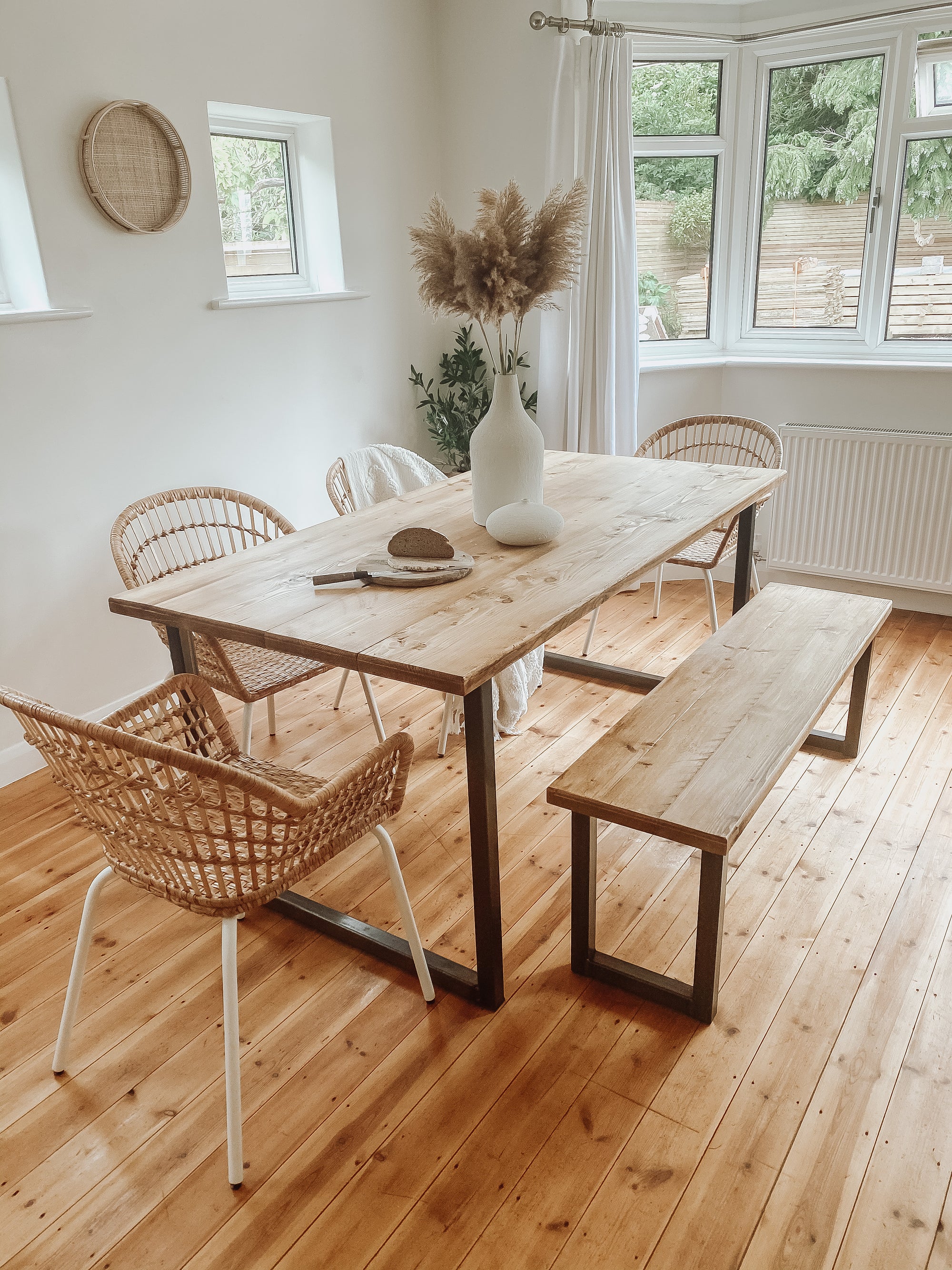 Industrial Dining Table Rustic Solid Wood Reclaimed Kitchen
