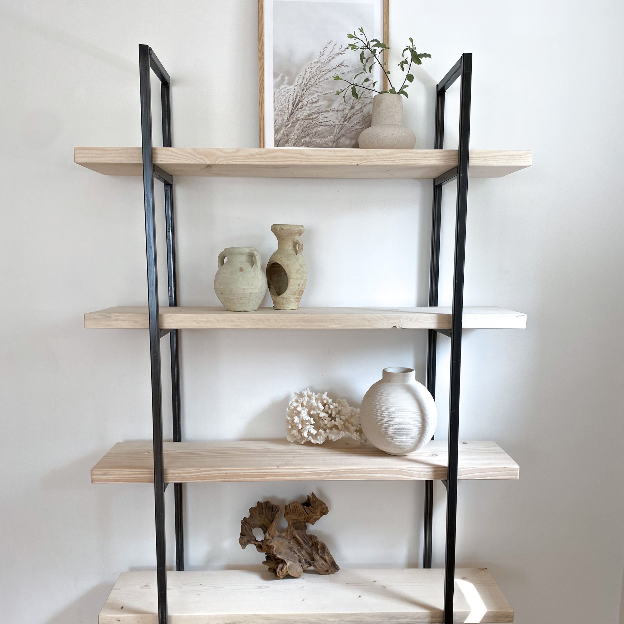 The White Bookcase Book Shelf Ladder White Shelves Wall Open Shelving Small Corner Unit Solid Wood Oak Narrow Tall Shelfie Wooden Industrial Neutral
