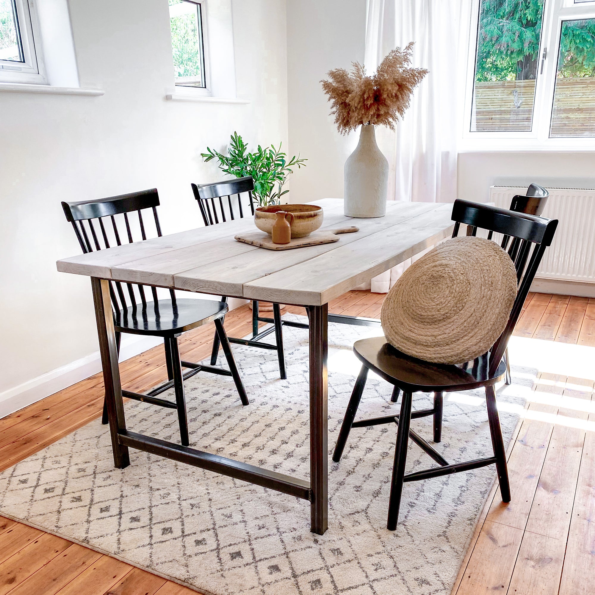 Grey Trestle Dining Table Wooden Kitchen Set Solid Wood Bench Chairs 4 Seat 8 Seater